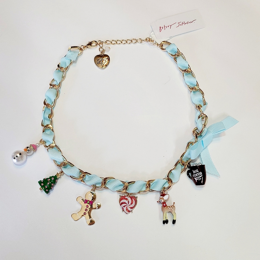 Betsey Johnson Christmas Charm Necklace AND Snowman Earrings - Picture 2 of 14